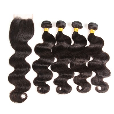 Free Sample 10 Inch Brazilian Body  Wave Hair Bundles With Closure,raw unprocessed wholesale 100 virgin Brazilian hair