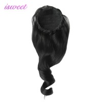 Jet black loose wave human hair virgin brazilian ponytail extensions